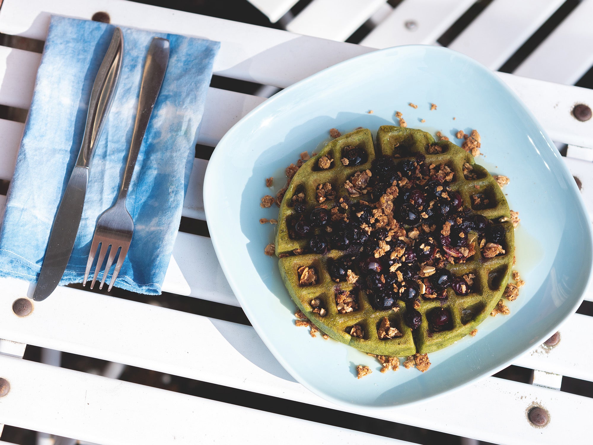 Vegan and gluten free matcha green tea waffles