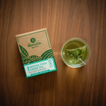 Mizuba Tea Sencha Yuzu Green Tea sachet in a cup
