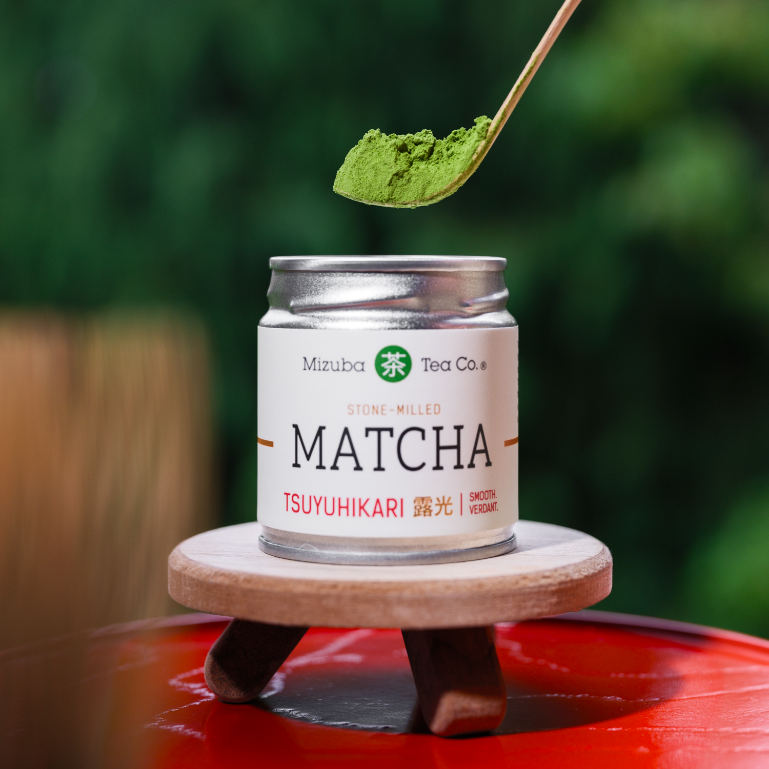 A matcha scoop with Tsuyuhikari matcha