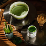 Shirakawa Matcha by Mizuba Tea Co. featured next to a spouted ceramic chawan bowl