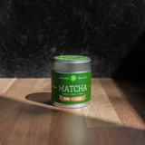 Matcha Green Tea Koshun Tin on  wood table