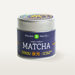 Gokou Matcha Tin from Mizuba Tea on a white background