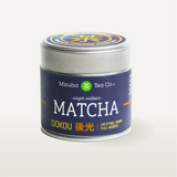 Gokou Matcha Tin from Mizuba Tea on a white background