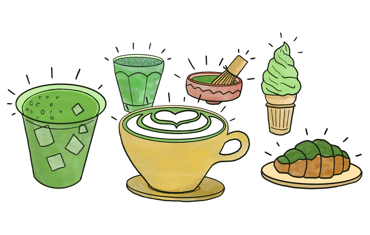 Matcha green tea illustrations by Mizuba Tea Co.